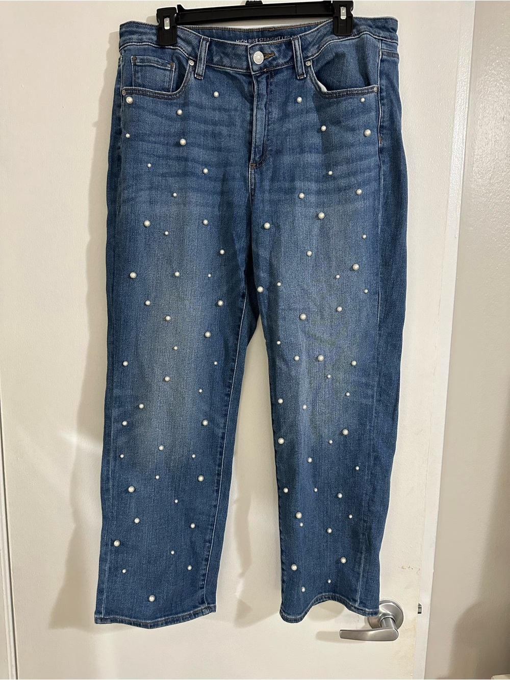 Chico's Blue Pearl-Embellished Cropped Jeans